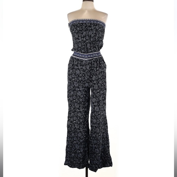 Max Jeans Womens Strapless Elastic Waistband Wide-Leg Jumpsuit, Size L, EUC - Picture 3 of 7